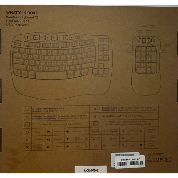 Ergonomic Wireless Keyboard & Number Pad Combo BTK9330 Meetion NEW IN BOX - Picture 6 of 6